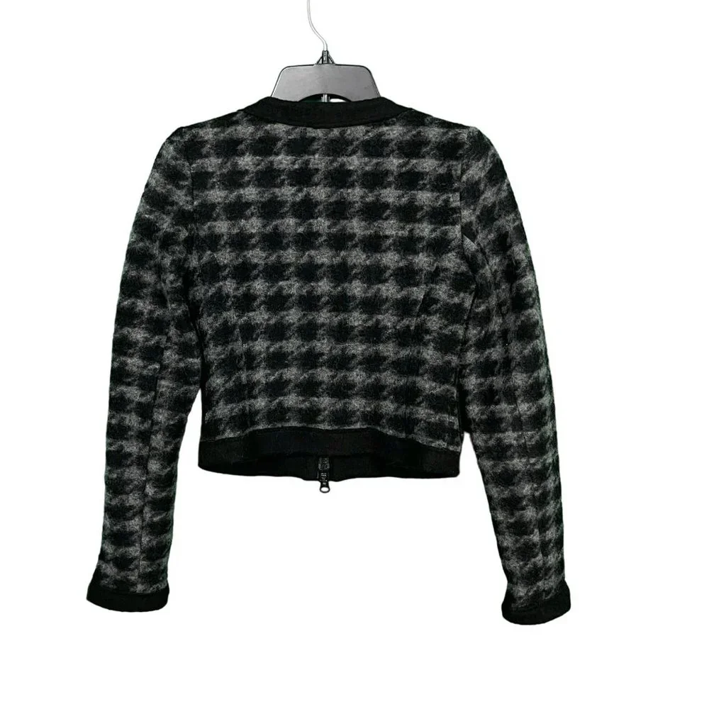 Bailey 44 Houndstooth Wool Blend Crop Zip Jacket Sweater Small‎ Old Money Preppy - Picture 2 of 8